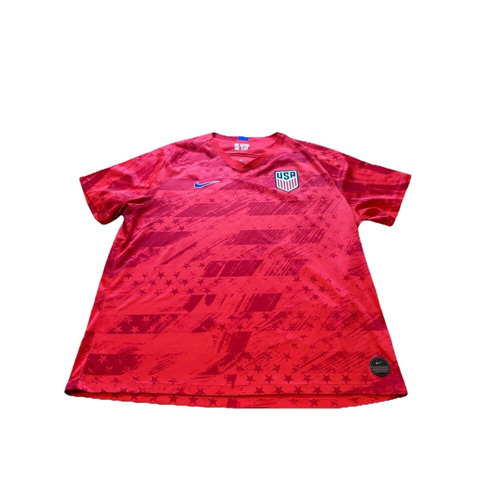 2019 Nike Dri Fit US Soccer Red Home Kit Men’s Size 2XL *flaw*